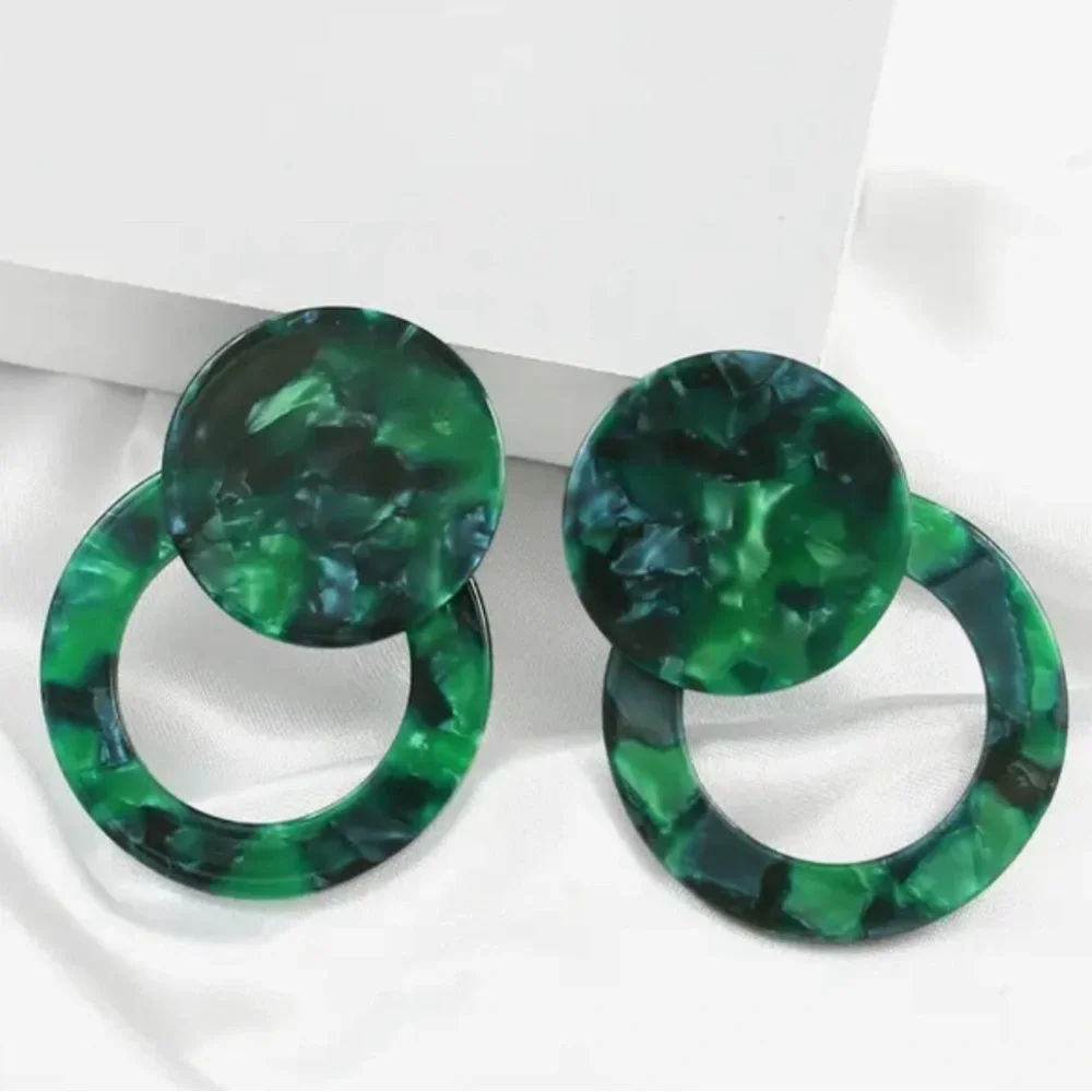 Green Hoop Earrings - Picture 8 of 9